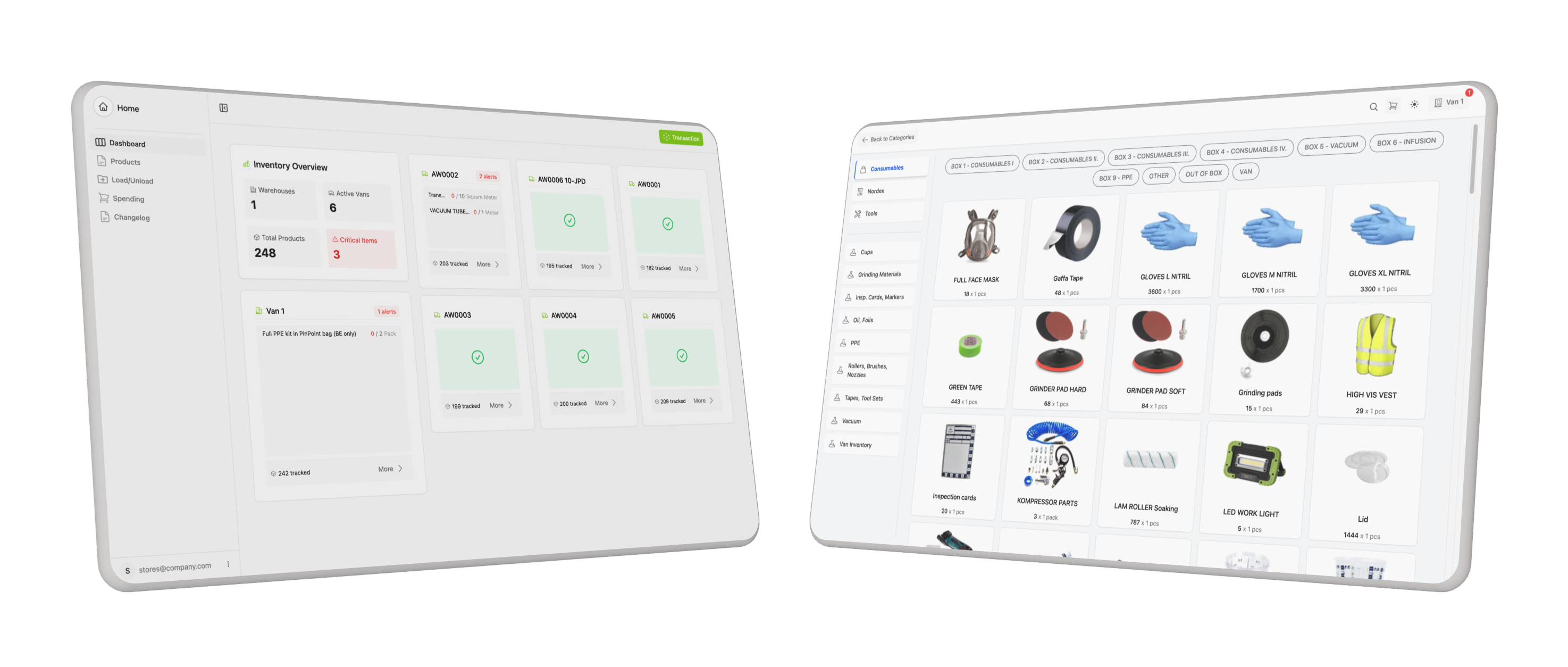 Windventory Dashboard Interface